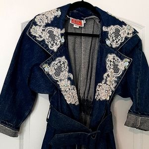 Vintage denim embroidered coat/dress